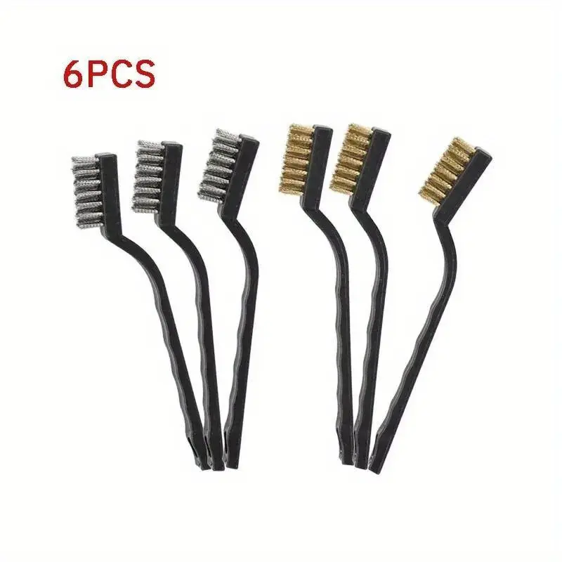 6 Pcs Mini Cleaning and Rust Removal Industrial Wire Brush Stainless Steel Wire Brush Dirt Hard Cleaning Toothbrush Household Cleaning Tool House Cleaning Tools