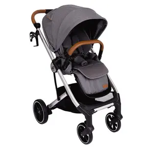 Primo Passi Icon V2 Stroller for Newborn to Toddler with Reversible Seat, Compact Fold, Gray Melange, 4-Wheel Suspension, UPF 50+ Canopy, USB Port, Adjustable Footrest
