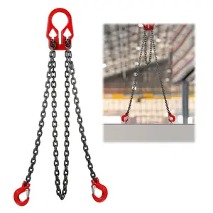 Lifting Chains with Adjuster Hooks, 5/16 Inch x 10 Ft, 7000lbs / 3.2 Tons, Heavy Duty Chain Slings for Engine Hoist, 2 Legs, Industrial Grab Hook