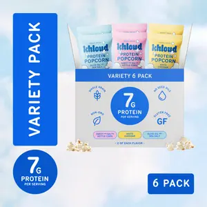Variety Pack Khloud Protein Popcorn by Khloe Kardashian | Olive Oil Sea Salt | Sweet Salty Kettle Corn | White Cheddar | 7g of Protein Per Serving | No Seed Oils | Gluten-Free | Available in 6pk