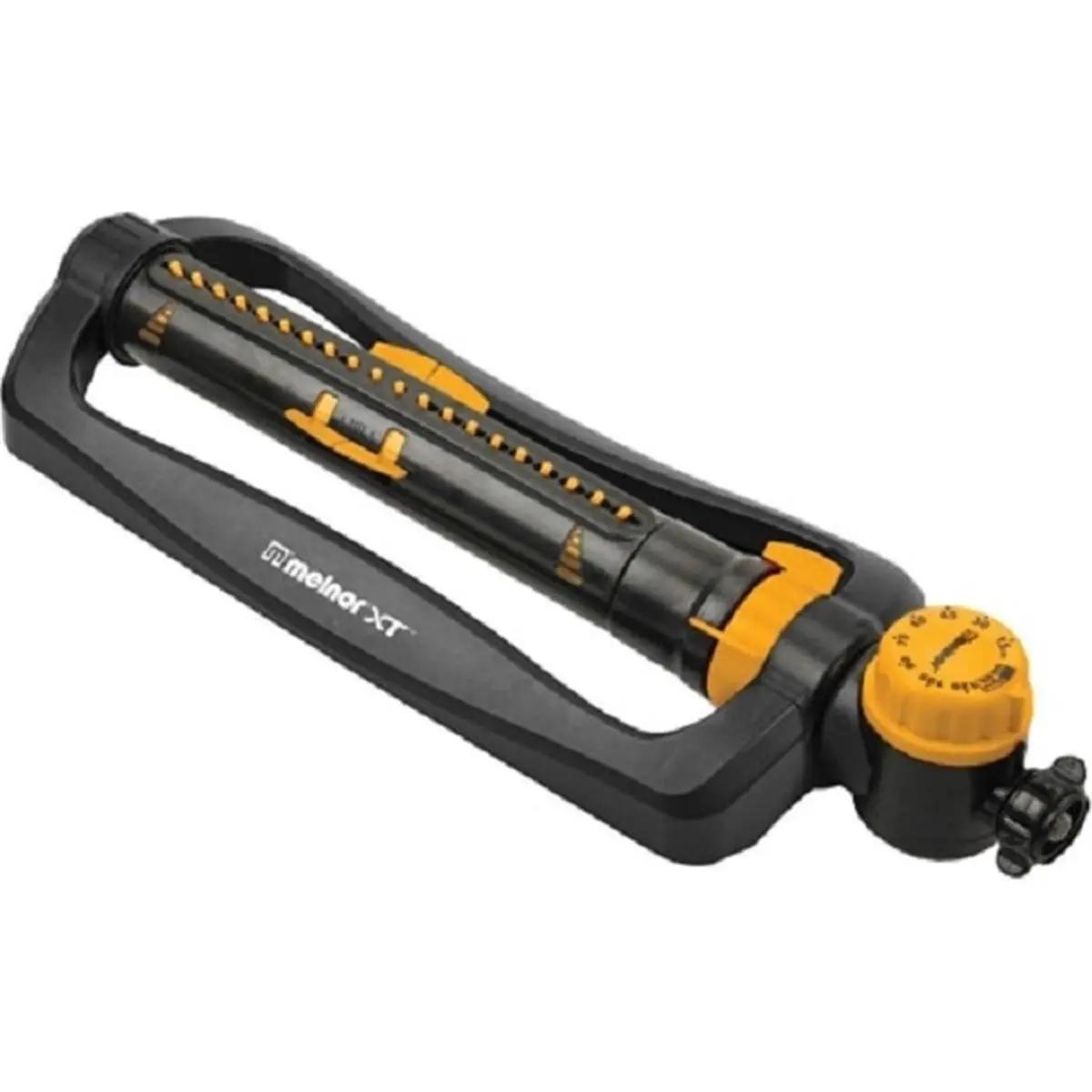 Melnor Turbo Oscillating Water Sprinkler - Mechanical Watering System with Convenient Timer, 3900 sq ft Coverage, 18 Precision Nozzles, Durable Design, Adjustable Black & Yellow Sprinkler for Garden Use, Adjustable Sprinkler