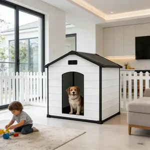 Heavy Duty Outdoor Dog Kennel with Waterproof Cover, Large Metal Dog Run for Backyard, Rust-Resistant Pet Playpen with Secure Lockable Door