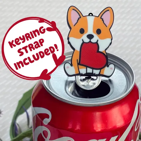Tab Buddies Cupid Corgi! Cute soda can tab opener help for kids, long nails, adapt, heart Kitchen Utensils
