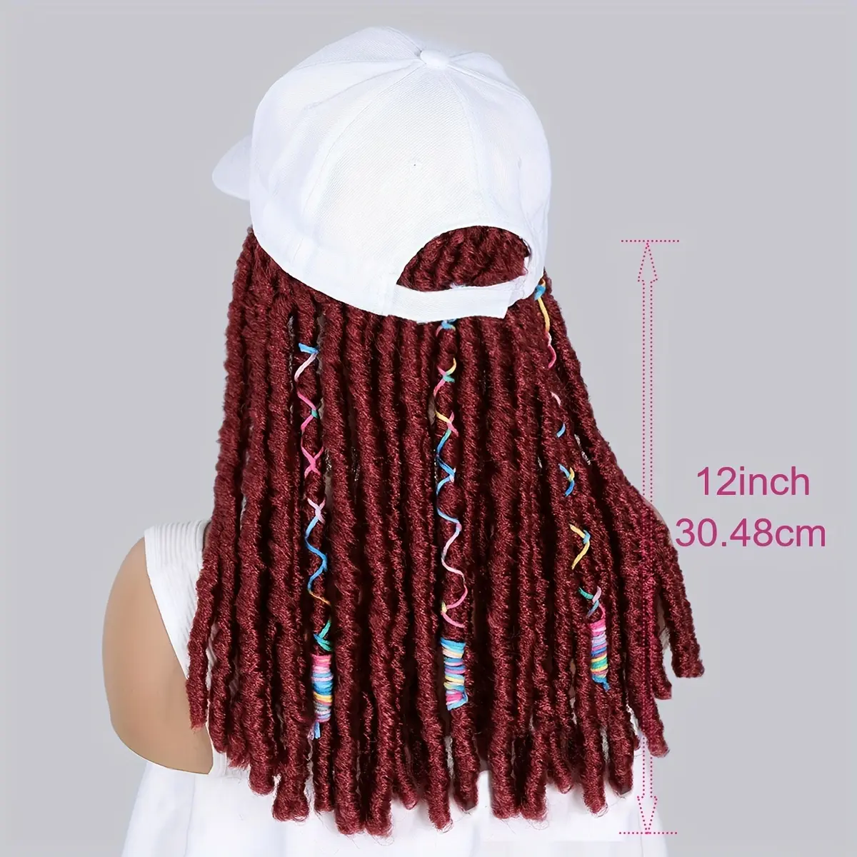 cWomen's hat with included 12-inch braided wig, synthetic fiber hair extension