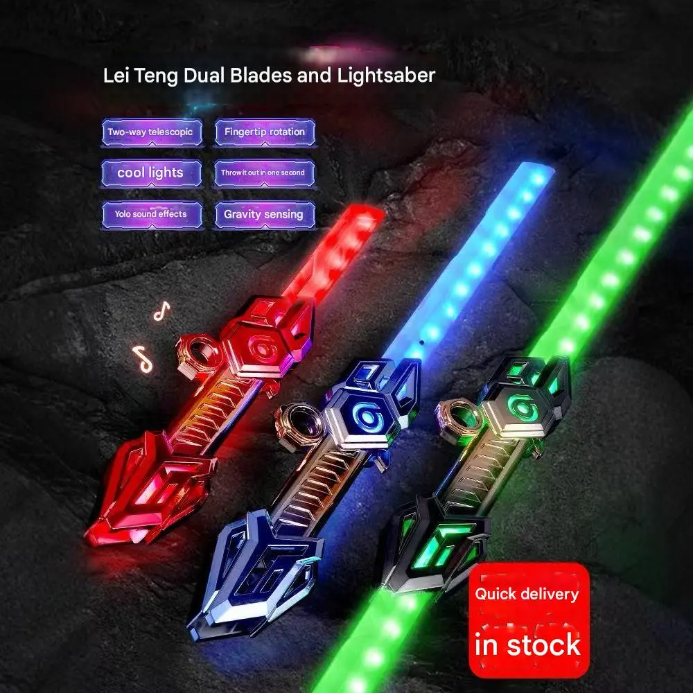 Kids' Retractable LED Lightsaber Toy - 6 Color Effects, 360° Rotating Handle, USB Rechargeable Battery, 1x Telescopic LED Flash Sword, 1x Dual-Blade Connection Adapter, Ideal Gift for Girls