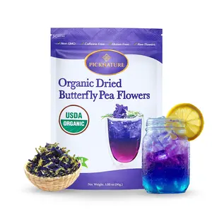 PICKNATURE Butterfly Pea Flower Tea Loose Leaf Whole Petals Freshly Picked from Thailand | 1.05 oz Mini Pack (100+ Cups) - Antioxidant Rich Dried Herbal Loose Leaf Blue Tea Flowers Beverage Natural Organic