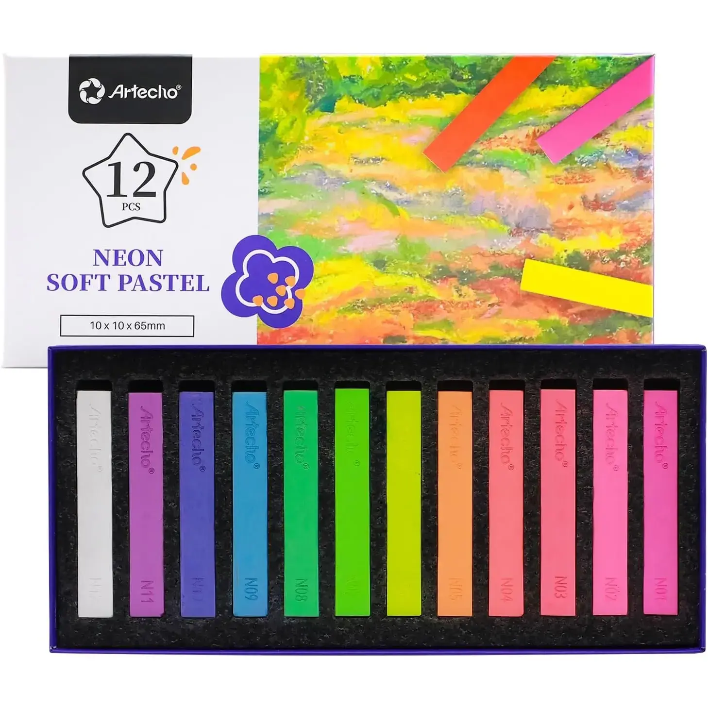 12pcs Square Neon Soft Pastels Chalk Art Kit - Office Stationery Writing & Correction Tools, Artistic/Creative/Coloring Tools for Drawing, Thanksgiving Use, Artistic Tools, Creative Tools