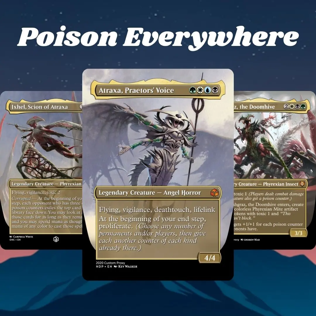 Proxy 100+ Card Commander Deck Poison Everywhere Atraxa Praetors Voice Infect Proliferate Theme Ready to Play Magic Style Strategy Deck Perfect Gift for Collectors and Card Players