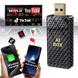 【FIFA World Cup 2026】Yurnlv Mini AI Box - Streaming Netflix/Youtube/Tiktok to your car! 4 in 1 Wireless CarPlay and Android Auto Adapter suitable for Factory wired CarPlay Cars