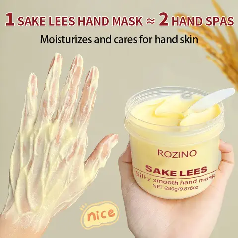 Rozino Sake Lees Silkysmooth Hand Mask - 280g Gentle Hand Moisturizer, Hydrating Conditioning Treatment, Anti-Crack Care for Silky Skin, Contains Neither Harmful Additives (Hydrates Deeply)
