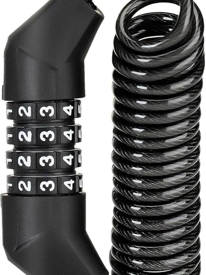 ROCKBROS Motorcycle Helmet Lock, Bike Helmet Lock, 4 Digit Small Cable Lock, Retractable Stroller Lock, Luggage Lock