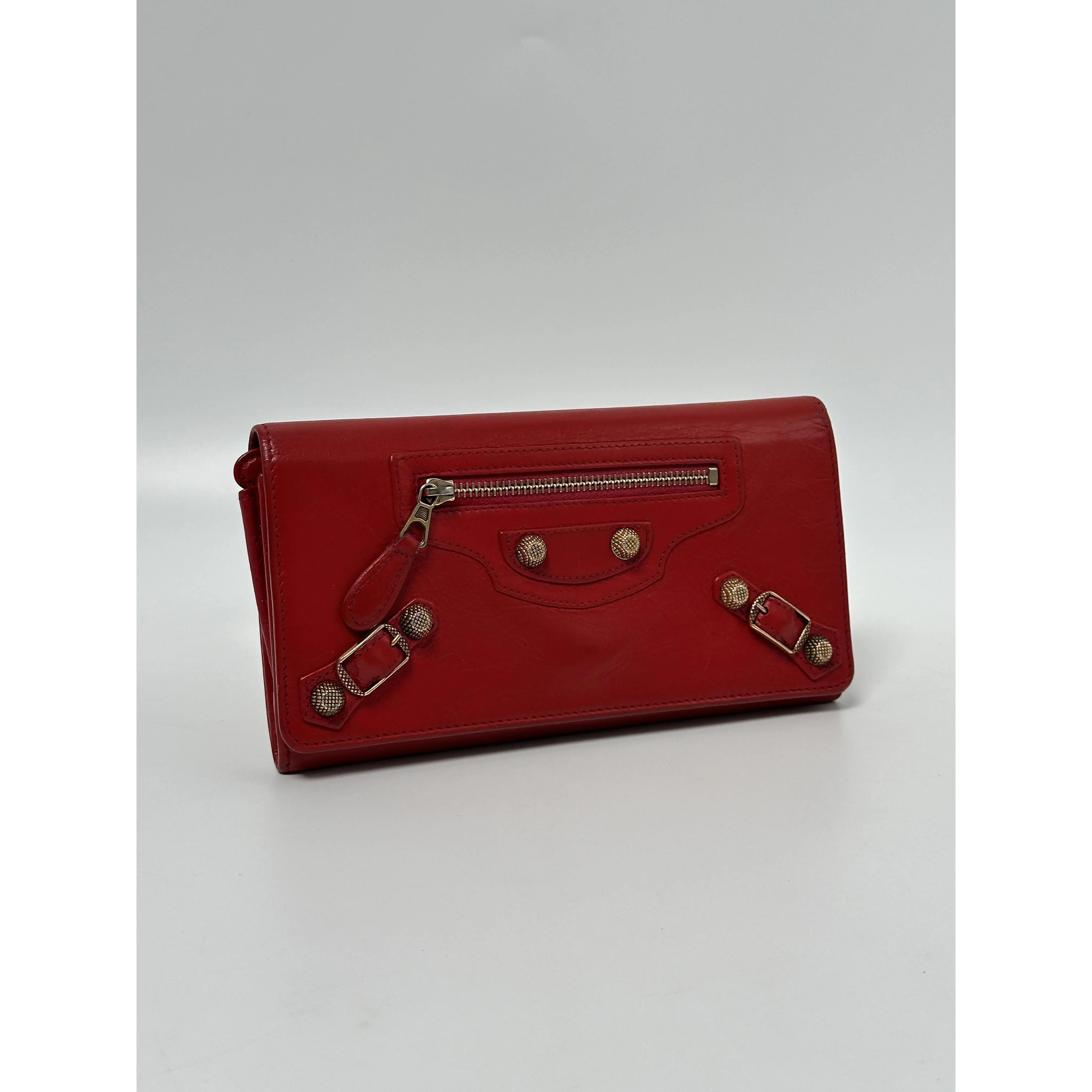 Pre-owned Balenciaga leather Wallet Red Classic Money Long JD643BB
