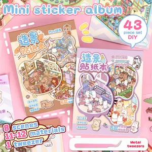 Four Seasons Mini 3D Scene Sticker Book, Creative DIY Toy Art Stickers, Reusable Landscape Stickers for Kids' Handbooks and Journals