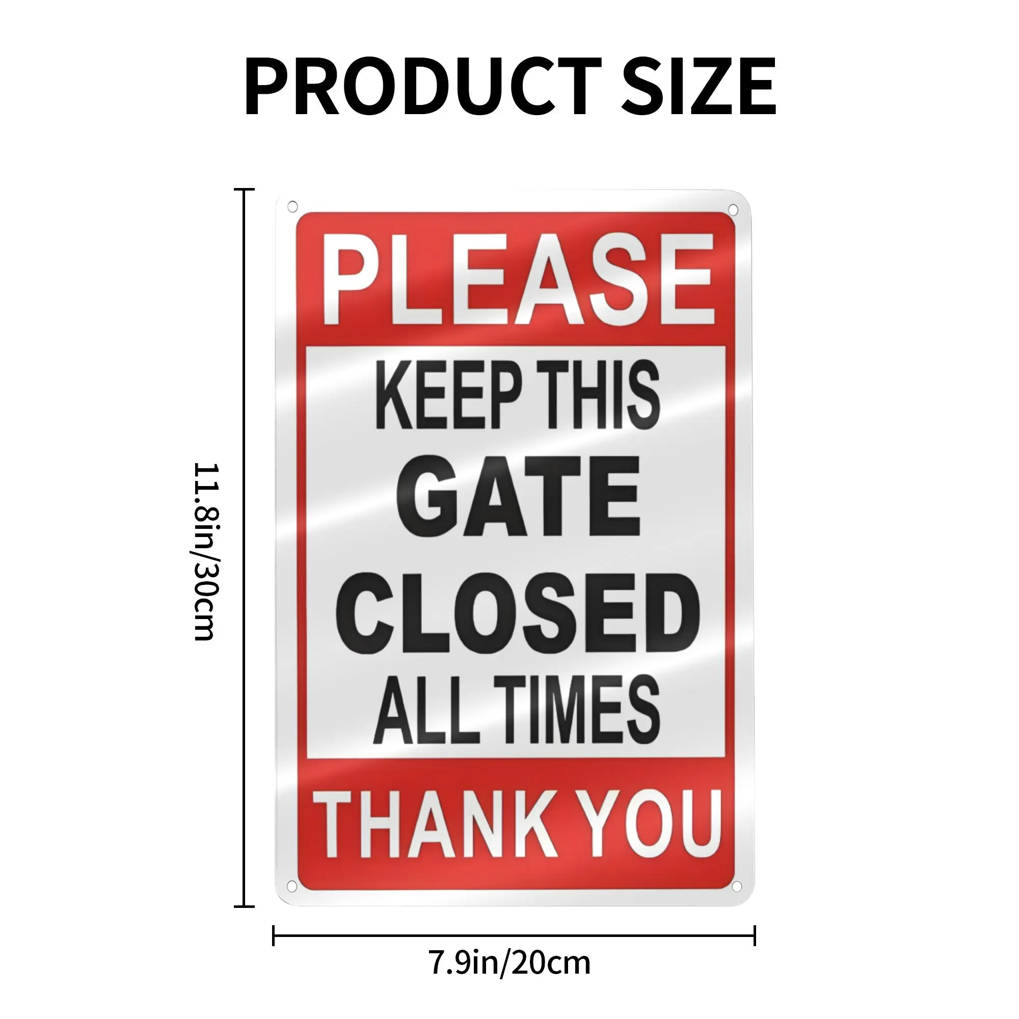 8"×12"(20×30cm) Standard Rectangle Aluminum Full Metal Red White Wall Safety Sign - "Please Keep This Gate Closed All Times" Reminder, Secure Artistic Plaque, Outdoor Home Decor (Gift Option)
