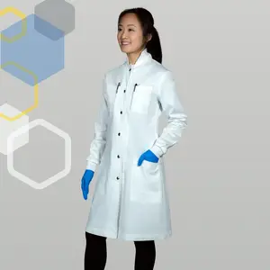 The Curie - Women's Cotton Chemistry Lab Coat (White) - Science Research Protective Workwear - Knit Cuffs, Metal Snaps, Howie Collar - Genius Lab Gear