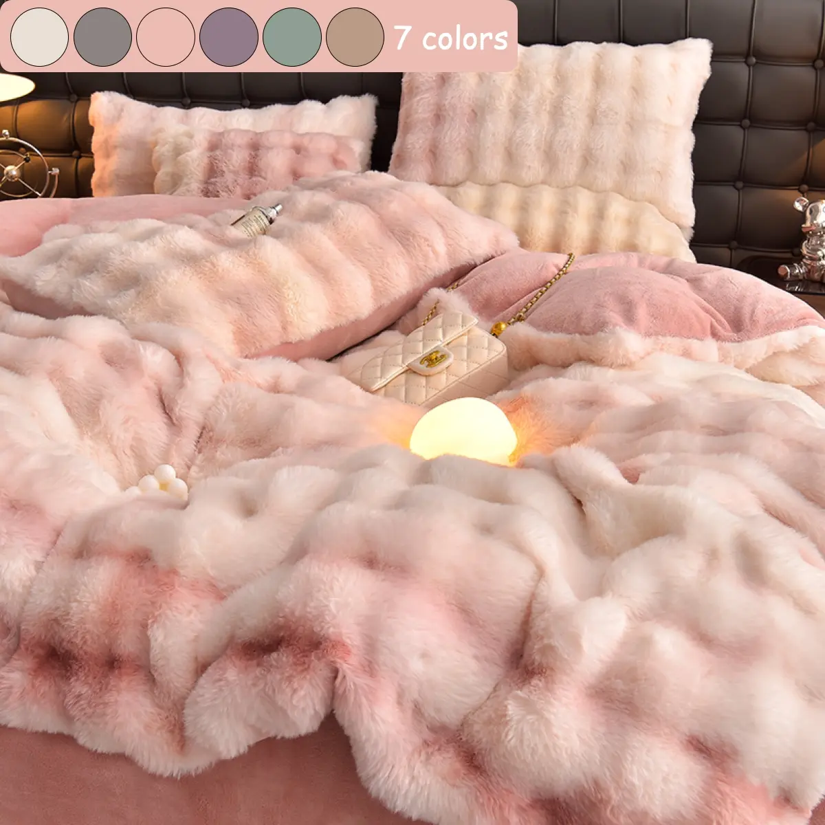 Faux Rabbit Fur Duvet Cover Set, Fuzzy Duvet Cover, Fluffy Duvet Cover, Luxury Ultra Soft Solid Color Bedding, Warm All Season 3 Piece Washable Covers Set with 1 Duvet Cover and 2 Pillowcases for Bedroom, Sofa, Dorm