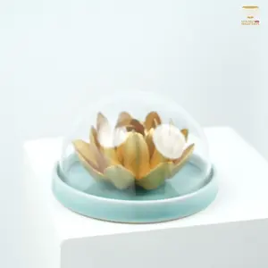 【Handcrafted Celadon Peony Ceramic Ornament  From Lei Huixian】Fine Porcelain Flower Décor | Tea Table & Home Gift Display Piece