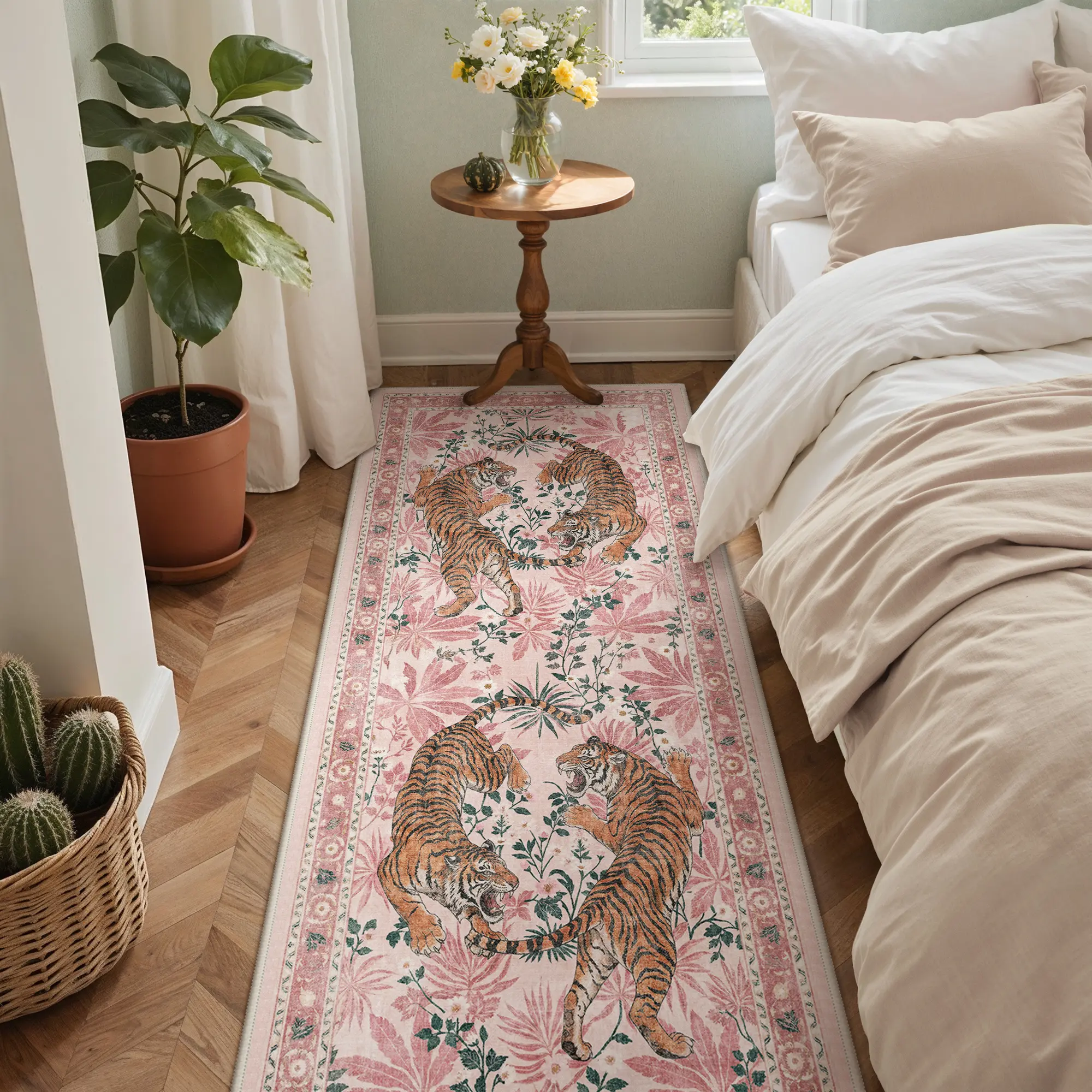 GENIMO Vintage Runner Rug, Non Slip Hallway Rug, Machine Washable Low Pile Rugs for Kitchen Bedroom Entryway