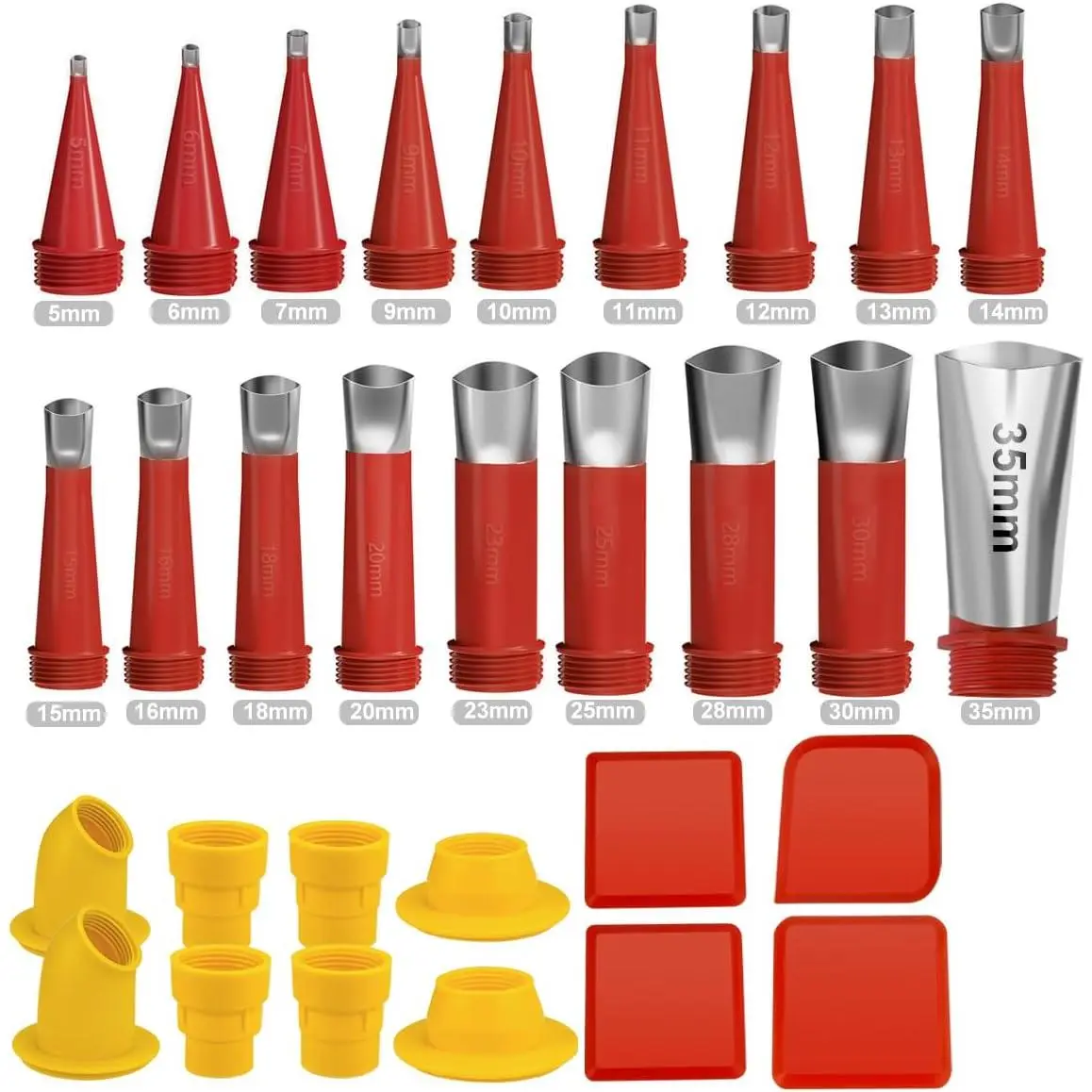 30 Pieces Caulk Finisher Kit Caulking Nozzle Tips Stainless Steel with Connection Bases Replacement