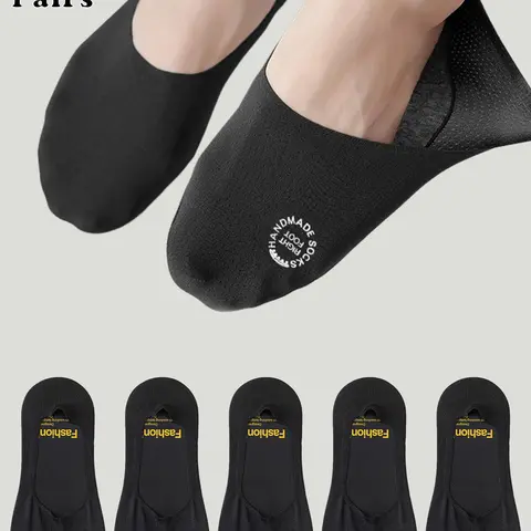 Men's Solid Color No Show Socks, Breathable Comfortable Anti-slip Socks for Daily Wear, Multipack Knit Socks for Summer, Socks Pairs