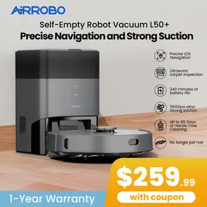 AIRROBO L50+ Robot Vacuum and Mop Combo with 5500Pa Suction, Auto-Emptying Dust Base, Smart Mapping & Voice Control – 60-Day Hands-Free Cleaning for Carpets & Hard Floors