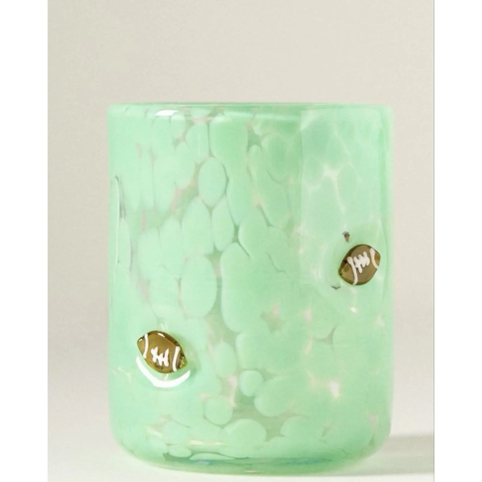 Anthropologie Green Football Confetti Icon Juice Glass with Unique Design and Color