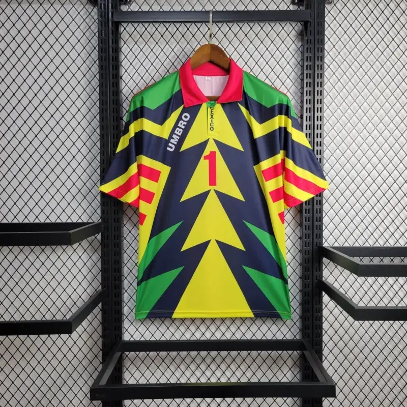 Retro Mexico Goalkeeper Football Shirt jersey player polo shirt, 1998 Inspired football