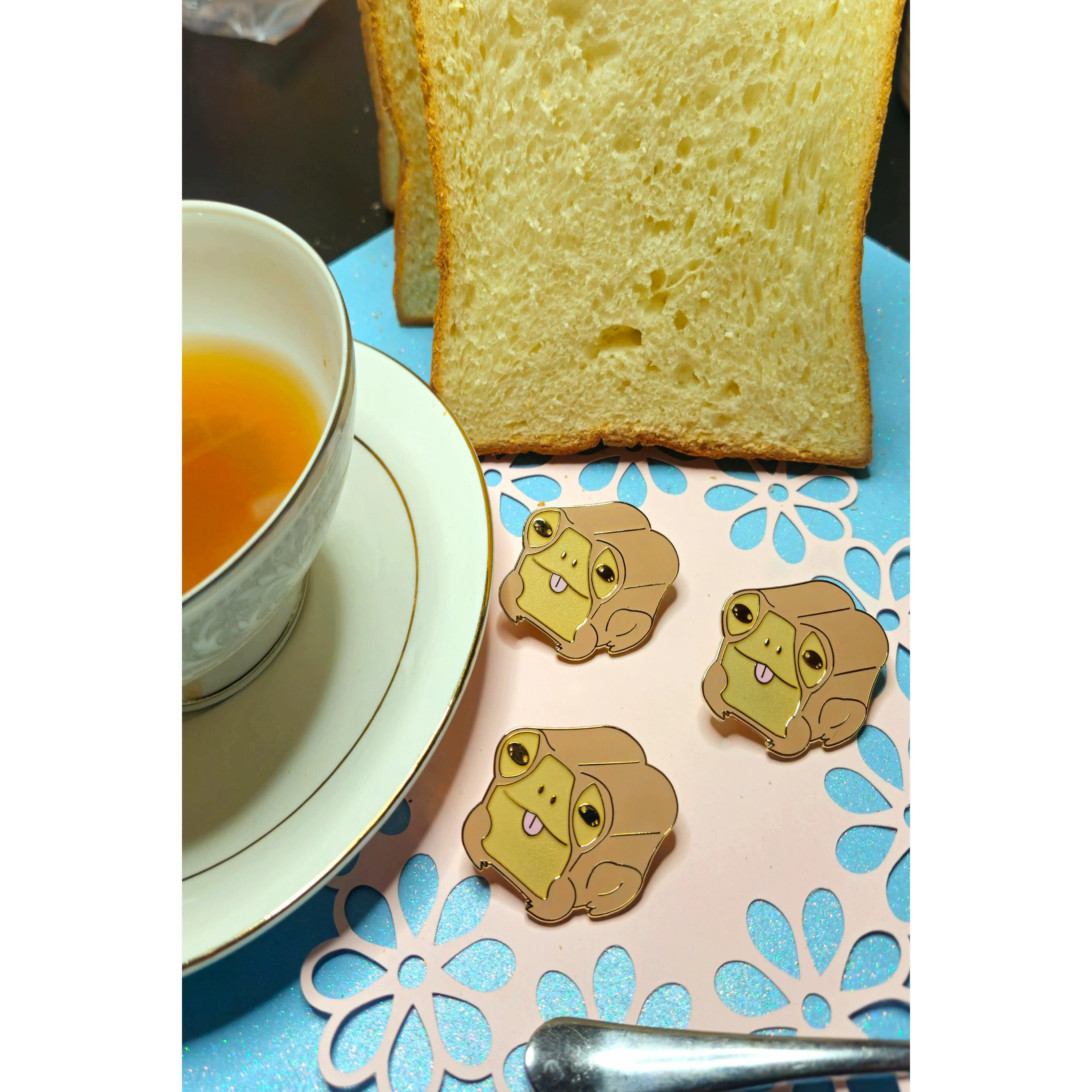 Milk Bread Frog Enamel Pin