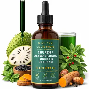 Qizfyzz summervibes Soursop Bitters Liquid Drops 10-in-1 Herbal Extract – Nori, Moringa, Turmeric, Black Seed Oil, Oregano, Ashwagandha – Immune & Overall Wellness Support – Vegan, Non-GMO, 2 fl oz