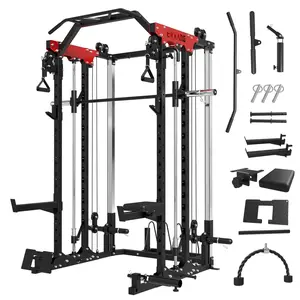 Power Rack, 2000LBS Power Cage Squat Rack with Cable Crossover System, Functional Trainer, and LAT Pulldown System, Multi-Function Weight Cage, and More Cable Attachments for Home Gym Multifunctional Fitness Equipment Indoor Fitness Machine