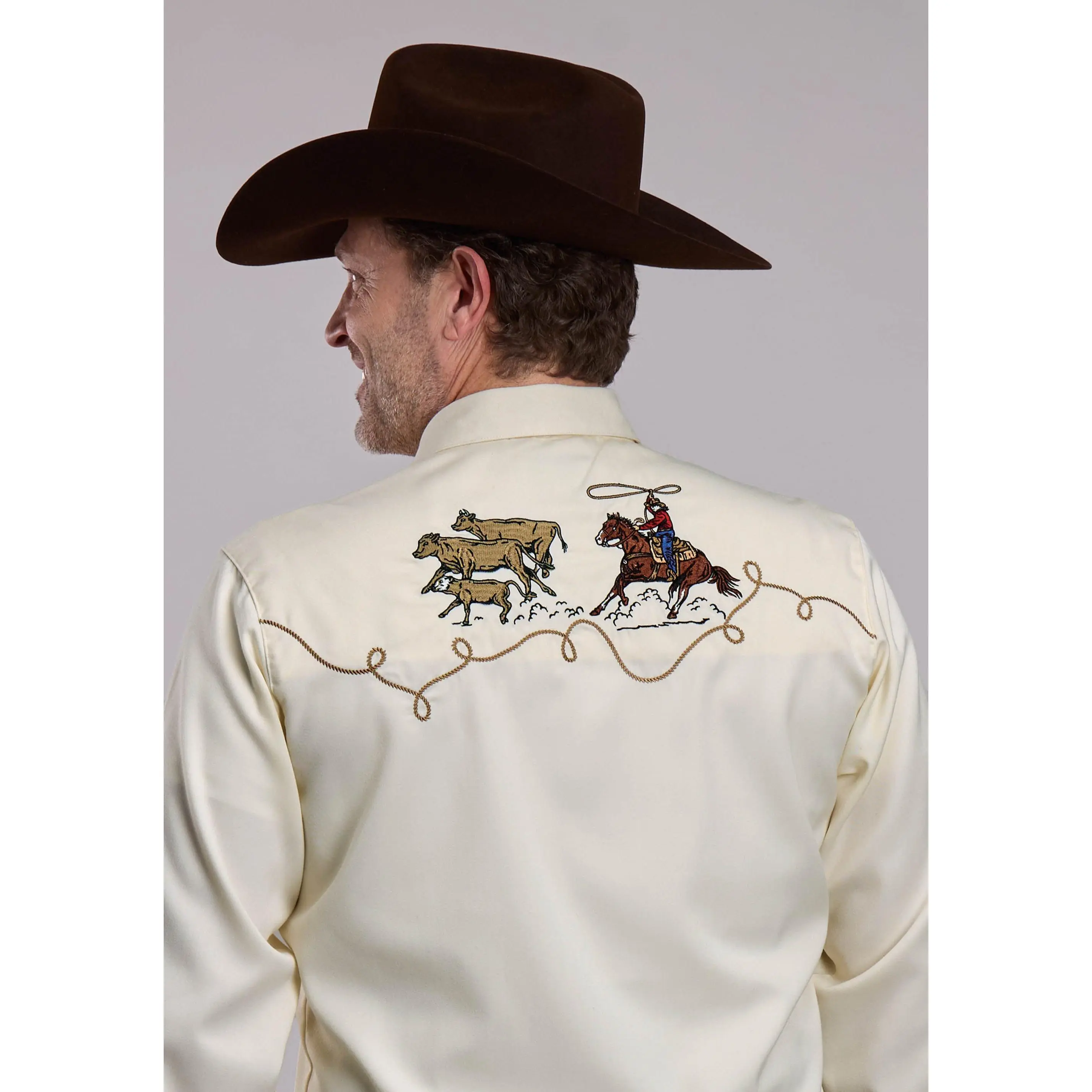 Mens Roper Poly Rayon Twill Western Shirt Long Sleeve Snap Shirt