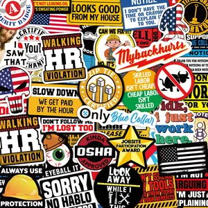 Funny Hard Hat Stickers, 100-300 PCS Waterproof Vinyl Car Decorative Stickers - for Welding Helmets, Tool Boxes, Blue Collar Workers, Car Decorative Sticker