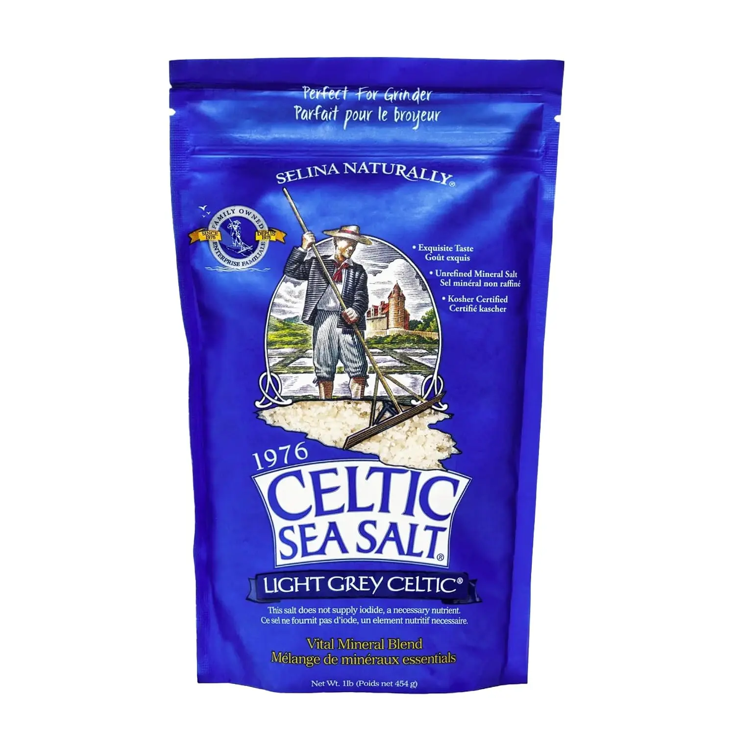 Celtic Sea Salt Light Grey Coarse, 1 lb – Unrefined Mineral Sea Salt for Cooking, Finishing & Salt Grinders, Resealable Bag