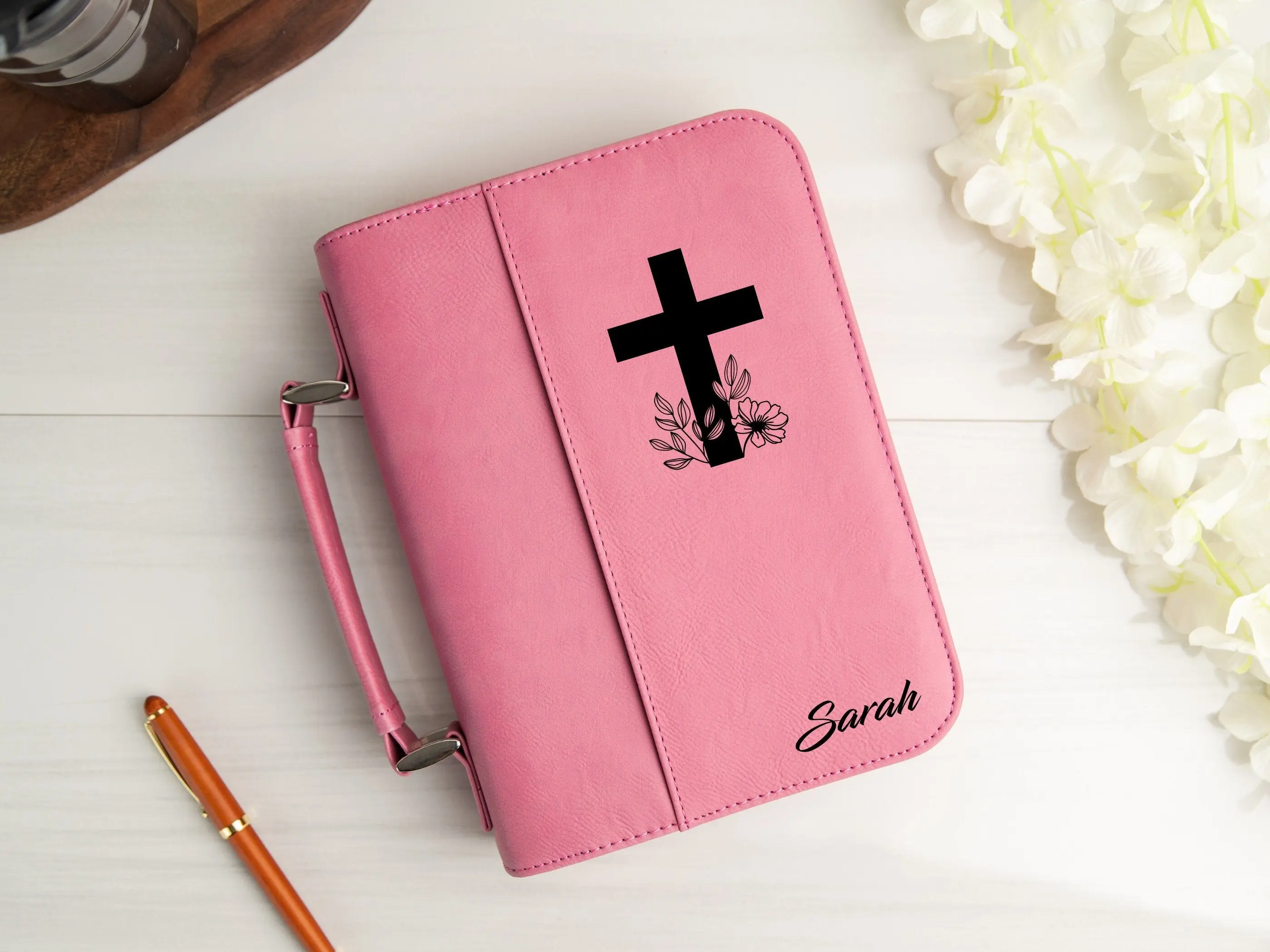 Handcrafted Religious Personalized Vegan Leather Bible Cover - Elegantly Designed Ethical Office Stationery Accessory for Notebook & Paper Organization, Ideal Gift