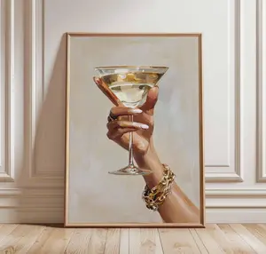 [SALE UP TO 50% + FREE SHIP] Chic Martini Glass Poster – Glam Wall Art with Hand Holding Cocktail, Fashion Bar Decor, Modern Champagne Print for Kitchen or Lounge