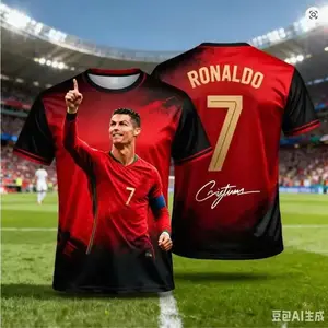 Cristiano Ronaldo #7 Soccer Jersey, 3D Print Football Shirt, Men Women Kids Fan Tee