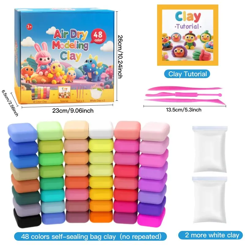 Unisex 50-Color Textured Air-Dry Sculpting Clay Set - Ultra-Light, Non-Toxic All-in-1 DIY Craft Kit with Carving Tools, Ideal for Party Favors, Birthdays, Classroom Activities, Kids’ Sensory Development & Tactile Exploration