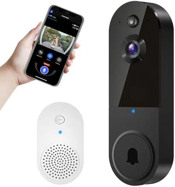 Wireless Video Doorbell Camera 1080P Smart Security AI Human Detection Night Vision Instant Alert Two Way Audio 2.4G WiFi Only Rechargeable Battery Cloud Storage