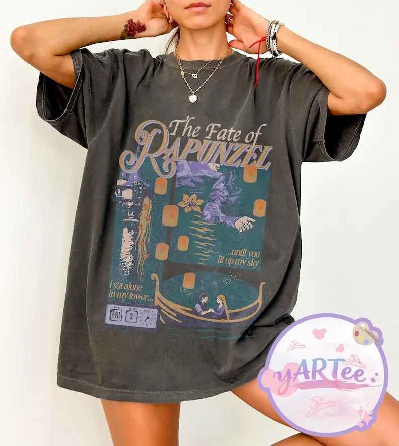 Rapunzel The Fate of Rapunzel Shirt, Vintage Tangled Lanterns Tee, I Sat Alone In My Tower Shirt