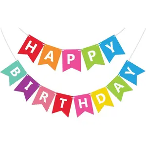 Colorful Happy Birthday Banner Bunting for Birthday Party Decorations
