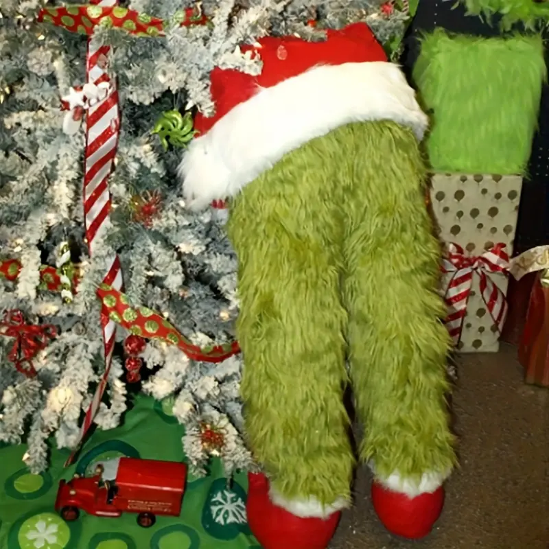 [Christmas] 1pc Festive Green Fluffy Cartoon Christmas Tree Topper - Polyester, No Electricity Needed, Ideal for Holiday Decorations, Home & Party Arrangements, Christmas Decorations, Christmas Tree Tip/top, Christmas Home Decor, Christmas