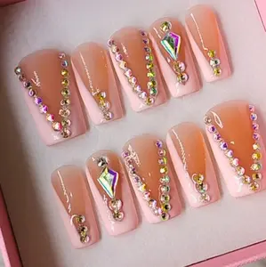 Kandy Co. Nails Pink Handmade Short Square Acrylic Press On Nails Nail Art Christmas Nails Xmas Nails Black Friday Nails Fall Nails Winter Nails