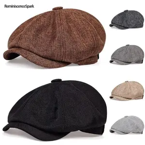 Men’s Vintage Peaky Blinders Newsboy Cap – British Style Octagonal Flat Cap, Breathable Baker Boy Cabbie Hat, Trending Old Money Aesthetic Fashion Accessory