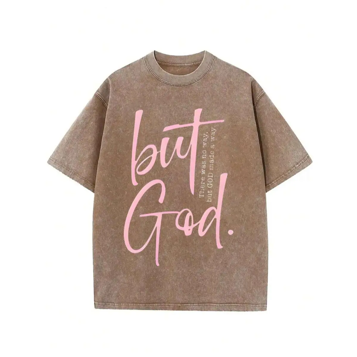 There Is No Other Way, Only God Has Made The Way. Classic Retro Fashion Casual Style Suitable For All Seasons, Simple And Versatile. God Will Bless You On Your Journey. This 230g Washed Cotton T-Shirt Is Printed With The Word "GOD"