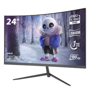 24'' Curved 180Hz FHD Gaming Monitor - 1ms,IPS,FreeSync,VESA,Tilt Adjustable,HDMI,Frameless,Speakers 180hz monitor gaming monitors Display Borderless