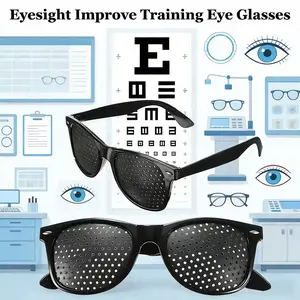 1 piece Unisex Pinhole Glasses for Vision Training & Eye Fatigue Relief Lightweight Black Frame Anti-Myopia Astigmatism Correction tech