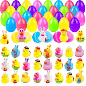 24 Pcs Prefilled Easter Eggs with Bunny & Duck Toys – Colorful Easter Eggs for Kids, Fun Bath Toys, Easter Basket Stuffers, Party Favors for Toddlers Boys & Girls