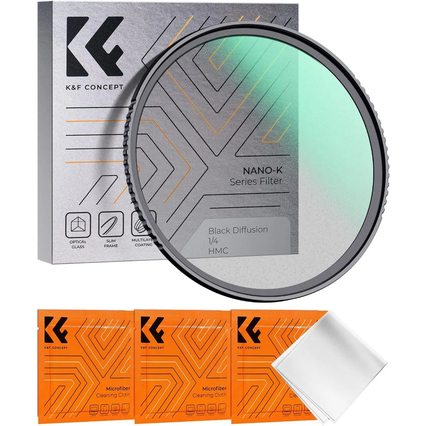 [K&F CONCEPT] Black Diffusion 1/4 Filter Mist Cinematic Effect Filter with 18 Multi-Layer Coatings for Video/Vlog/Portrait Photography (K-Series)