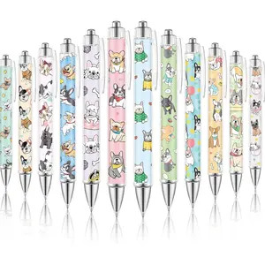12 Pcs Animal Lover French Bulldog Ballpoint Pens, Retractable Ink Pens, Aesthetic Pens, School Office Supplies, Dog Party Favors, Gifts for Women Girls