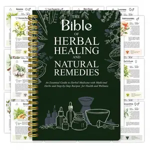 Herbal Bible Cooking Manual, with Illustrated Herbal Guide and Medicinal Plant Recipes - 5.5x8.5 Inch Natural Therapy Notebook, Suitable for Cooking Enthusiasts, Aromatherapy, and Holistic Health